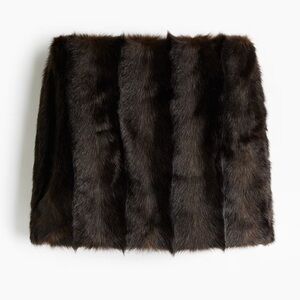 H&M Brown Faux Fur Mini Skirt